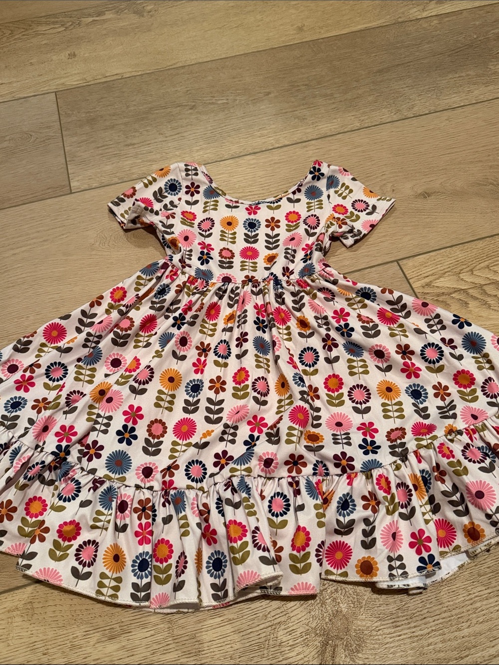Girls Floral Cotton Play Dress in Pink